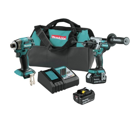 Combo Kits | Makita XT297T 18V LXT Brushless Lithium‑Ion 1/2 in. Cordless Hammer Drill Driver and 4-Speed Impact Driver Combo Kit with 2 Batteries (5 Ah) image number 0