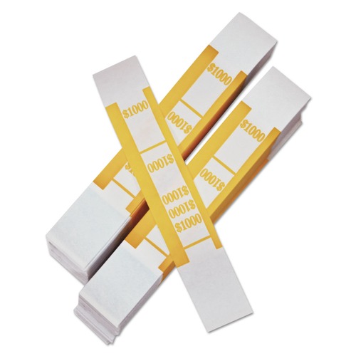 Office Jansan | PM Company 55031 Color-Coded $10 / $1000 Kraft Currency Straps (1000/Pack) image number 0