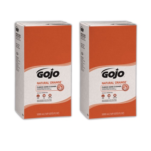 Cleaning & Janitorial Supplies | GOJO Industries 7556-02 5000 mL NATURAL ORANGE Pumice Hand Cleaner Refill - Citrus Scent (2/Carton) image number 0