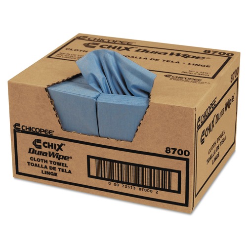 Early Labor Day Sale | Chicopee 8700 12 in. x 13 in. 1-Ply 1/4 Fold Smooth Texture Unscented VeraClean Critical Cleaning Wipes - Blue (400/Carton) image number 0