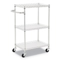Cleaning Carts | Alera ALESW322416SR 24 in. x 16 in. x 39 in. 500 lbs. Capacity 3-Shelf Wire Cart with Liners - Silver image number 0