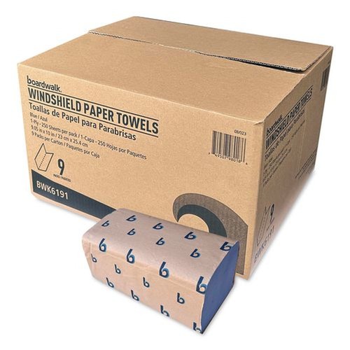 Paper Towels and Napkins | Boardwalk BWK6191 9.05 x 10 Windshield Paper Towels - Blue (9/Carton) image number 0