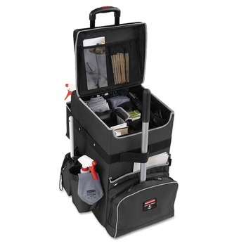 Rubbermaid Commercial Executive 14.25 in. x 16.5 in. x 25 in. 16-Compartment Quick Cart - Dark Gray