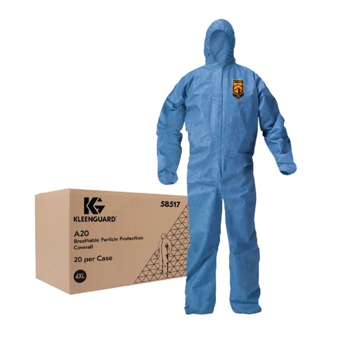 Bib Overalls | Ansell KCC58517 A20 Breathable Particle Protection Coveralls - 4X-Large, Blue (20/Carton) image number 0