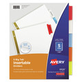 Office Jansan | Avery 11121 Big Tab 11 in. x 8.5 in. 5-Tab Double-Sided Gold Edge Reinforcing Insertable Dividers - Assorted Tabs/White (1-Set) image number 0
