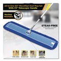 Mops | Gritt Commercial GRI17460T 60 in. x 5 in. Microfiber Head 40 in. to 72 in. Silver Aluminum Handle Dust Mop with Telescopic Handle - Blue (1-Kit) image number 3