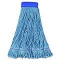 Mops | Boardwalk BWK504BL 5 in. Super Loop Cotton/Synthetic Fiber Wet Mop Head - X-Large, Blue (12/Carton) image number 1