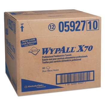 WypAll X70 1/4 Fold 12.5 in. x 23.5 in. Foodservice Towels - Unscented, Blue (300/Carton)