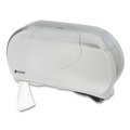 Toilet Paper Dispensers | San Jamar R4070SS 19.25 in. x 6 in. x 12.25 in. Twin 9 in. Jumbo Bath Tissue Dispenser - Faux Stainless Steel image number 1