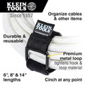 Ropes and Ties | Klein Tools 450-600 6-Piece 6 in. / 8 in. / 14 in. Hook and Loop Cinch Strap Cable Tie Set - Black image number 1