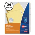 Office Jansan | Avery 11113 Big Tab 11 in. x 8.5 in. 5-Tab Double-Sided Gold Edge Reinforcing Insertable Dividers - Clear/Buff (24/Box) image number 0