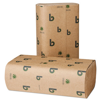 Boardwalk BWK53GREEN Green 9-1/8 in. x 9-1/2 in. Multifold Towels - Natural (16 Packs/Carton, 250 Sheets/Pack)