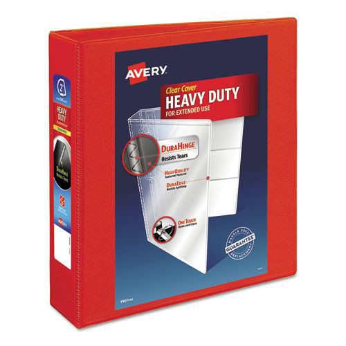 Bulk Savings Pricing 2 | Avery 79225 11 in. x 8.5 in. 2 in. Capacity 3 Rings Heavy-Duty View Binder with DuraHinge and One Touch EZD Rings - Red image number 0