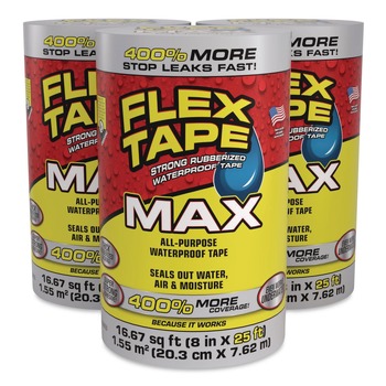 Flex Seal Products MAX 8 in. x 25 ft. 39 mils Thick 4 in. Core Strong Rubberized Waterproof Tape - Clear (3/Carton)