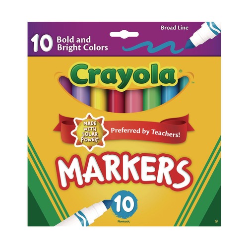 Markers | Crayola 58-7725 Broad Bullet Tip Non-Washable Marker - Assorted Tropical Colors image number 0