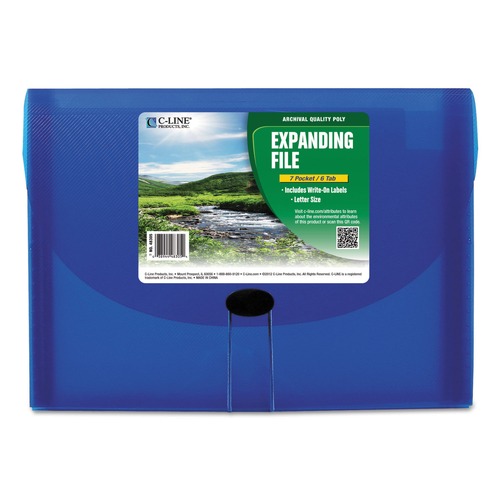  | C-Line 48305 7-Section Expanding Files with 1.63 in. Expansion - Letter, Blue image number 0
