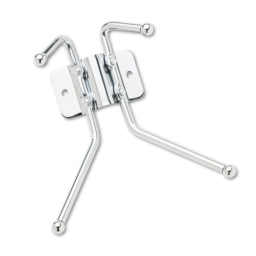 Office Jansan | Safco 4160 6.5 in. x 3 in. x 7 in. Two Ball-Tipped Double-Hooks Metal Wall Rack - Chrome Metal image number 0
