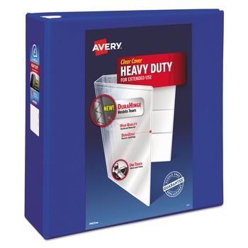 Avery 3 Locking One Touch EZD Rings 4 in. Capacity 11 in. x 8.5 in. Heavy-Duty View Binder with DuraHinge - Pacific Blue