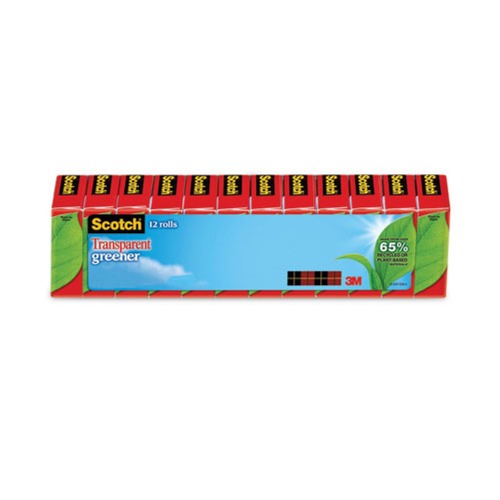  | Scotch 612-12P 0.75 in. x 75 ft. 1 in. Core Transparent Greener Tape (12/Pack) image number 0