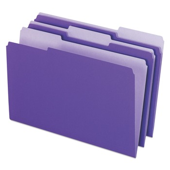 Pendaflex 1/3-Cut Assorted Tabs Interior Legal File Folders - Violet (100/Box)