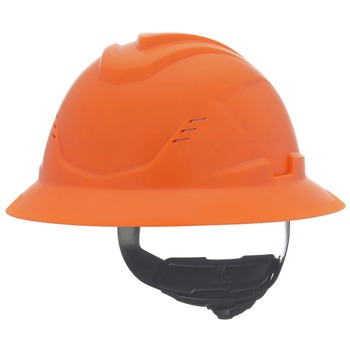 MSA 10215833 V-Gard C1 Hi-Viz Fas-Trac III Full Brim Vented Hard Hat - Orange