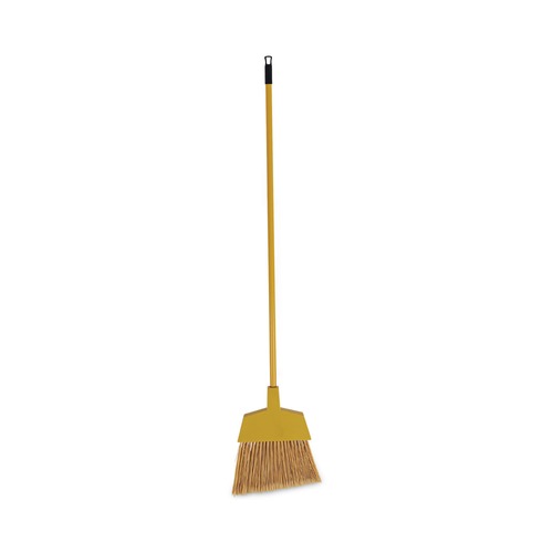 Boardwalk BWKBRMAXIL Poly Fiber Angled-Head Lobby Brooms with 55 in. Metal Handle - Yellow (12/Carton) image number 0