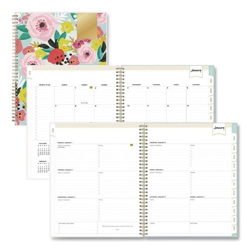  | Blue Sky 140101 11 in. x 8.5 in. 12-Month (Jan-Dec 2026) Day Designer Secret Garden Mint Frosted Weekly/Monthly Planner image number 0