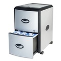 Office Filing Cabinets & Shelves | Storex 61352U01C 19 in. x 15 in. x 23 in. 2 Letter File Drawers Mobile Filing Cabinet with Metal Siding and Top-Drawer Organizer Tray - Silver/Black image number 8