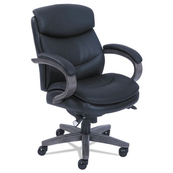 La-Z-Boy Woodbury Mid-Back Executive Chair, Supports Up To 300 Lb, 18.75-in To 21.75-in Seat Height, Black Seat/back, Weathered Gray Base