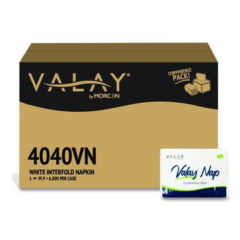 Morcon Paper Valay 6.5 in. x 4 in. 1-Ply Dispenser Napkin Convenience Pack - White (6000/Carton)