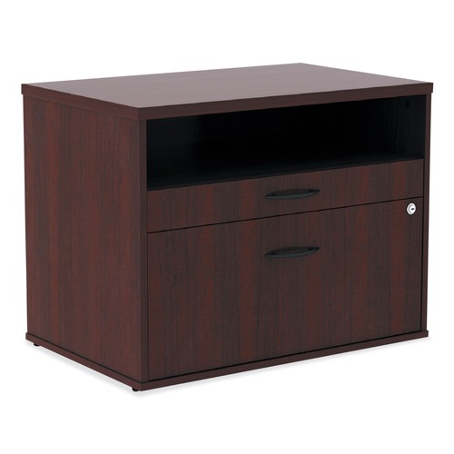 Office Filing Cabinets & Shelves | Alera ALELS583020MY Open Office Series 29.5 in. x 19.13 in. x 22.88 in. 2-Drawer Low File Cabinet Credenza - Mahogany image number 0