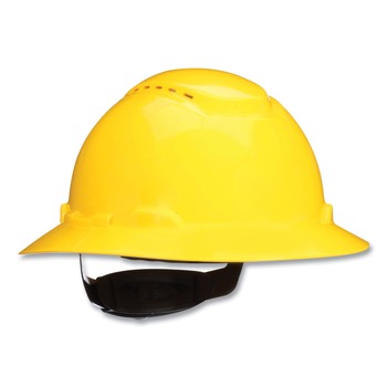 3M H-800 SecureFit H-Series 4-Point Pressure Diffusion Ratchet Suspension Vented Hat with UV Indicator - Yellow