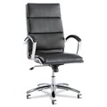 Labor Day Sale! Save $30 off $199! | Alera ALENR4119 Neratoli Series 17.32 in. to 21.25 in. Seat Height 275 lbs. Capacity High-Back Slim Profile Faux Leather Chair - Black Seat/Back, Chrome image number 1