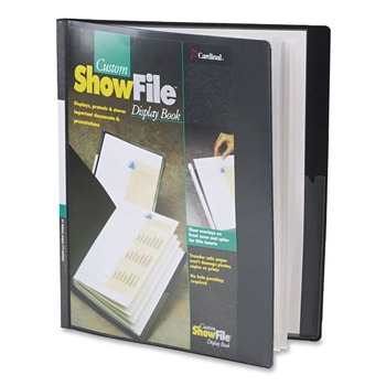 Cardinal ShowFile 12 Letter-Size Sleeves Display Book with Custom Cover Pocket - Black