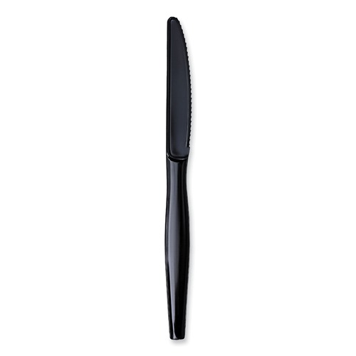 Cutlery | Boardwalk BWKKNIHWPSBIW Wrapped Heavyweight Polystyrene Knives - Black (1000/Carton) image number 0
