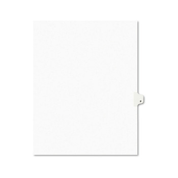 Avery 01416 11 in. x 8.5 in. Legal Exhibit Letter P Side Tab Index Dividers - White (25-Piece/Pack)