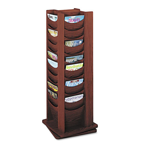  | Safco 4335MH 48 Compartment 17.75 in. x 17.75 in. x 49.5 in. Rotary Display - Mahogany image number 0