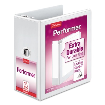 Cardinal 17950CB Performer 3 Slant D Ring 5 in. Capacity ClearVue Binder - White