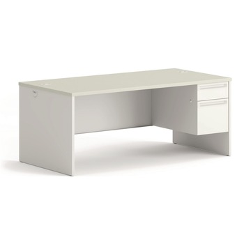 HON H38293R.B9.Q 72 in. x 36 in. x 30 in. 38000 Series Right Pedestal Desk - Light Gray/Silver