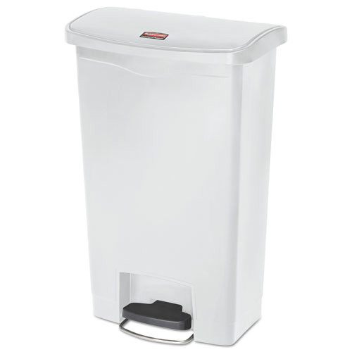 Rubbermaid Commercial 1883557 Slim Jim 13-Gallon Front Step Style Resin Step-On Container - White image number 0