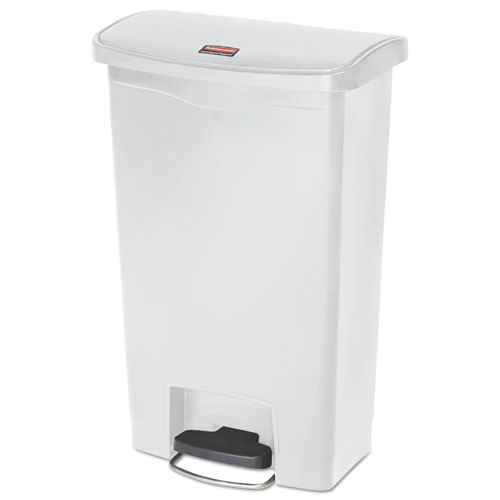 Trash & Waste Bins | Rubbermaid Commercial 1883557 Slim Jim 13-Gallon Front Step Style Resin Step-On Container - White image number 0