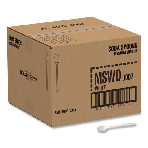 Cutlery | SOLO MSWD-0007 Soda Spoon Plastic Specialty Cutlery - White (1000/Carton) image number 0