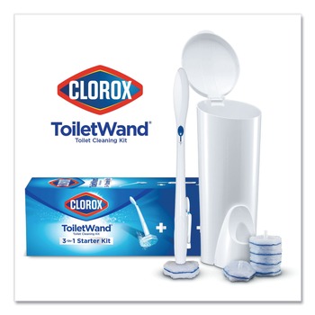 DRAIN CLEANING | Clorox 03191 ToiletWand Disposable Toilet Cleaning System with Caddy and Refills - White (6/Carton)