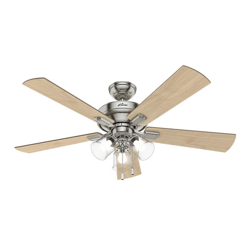 Ceiling Fans | Hunter 54206 52 in. Crestfield Brushed Nickel Ceiling Fan with Light image number 0