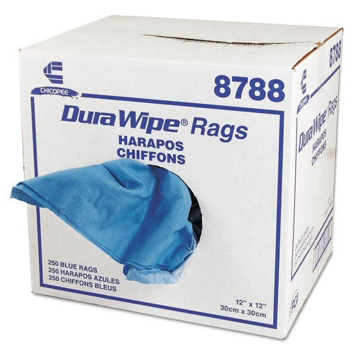 Cleaning & Janitorial Supplies | Chix 8788 12 in. x 12 in. 1-Ply Unscented DuraWipe General Purpose Towels - Blue (250/Carton) image number 0