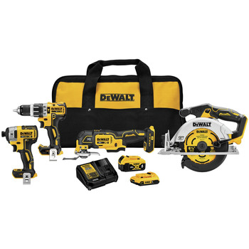 COMBO KITS | Dewalt DCK482D1M1 20V MAX XR Brushless Lithium-Ion Cordless 4-Tool Combo Kit with (1) 2 Ah and (1) 4 Ah Battery