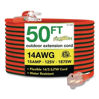 GoGreen Power GG-13850 50 ft. 15 Amps 14 AWG Outdoor Extensioin Cord - Orange