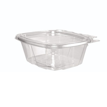 FOOD TRAYS CONTAINERS LIDS | Dart CH16DEF ClearPac 16 oz. 4.9 in. x 2.5 in. x 5.5 in. Tamper-Resistant Flat Lid Containers - Clear (200-Piece/Carton)