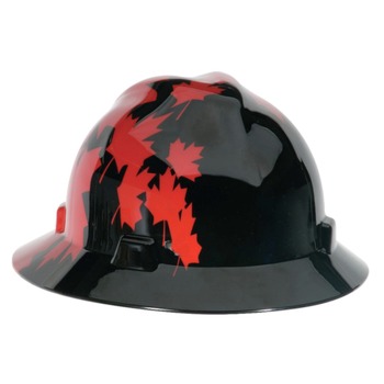 MSA Canadian Freedom Series Maple Leaf V-Gard Slotted Protective Cap - Black/Red