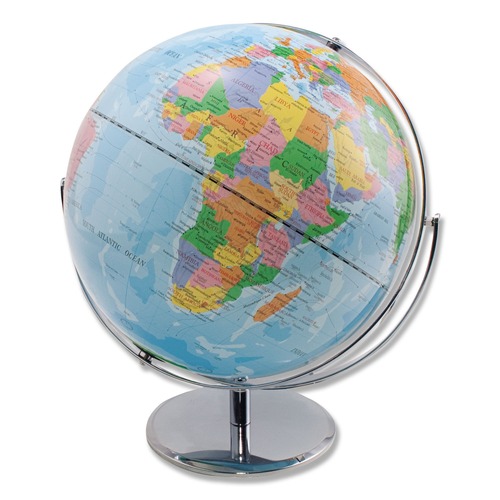 Office Jansan | Advantus 30502 12 in. Full-Meridian Globe with Blue Oceans and Silver-Toned Metal Desktop Base image number 0